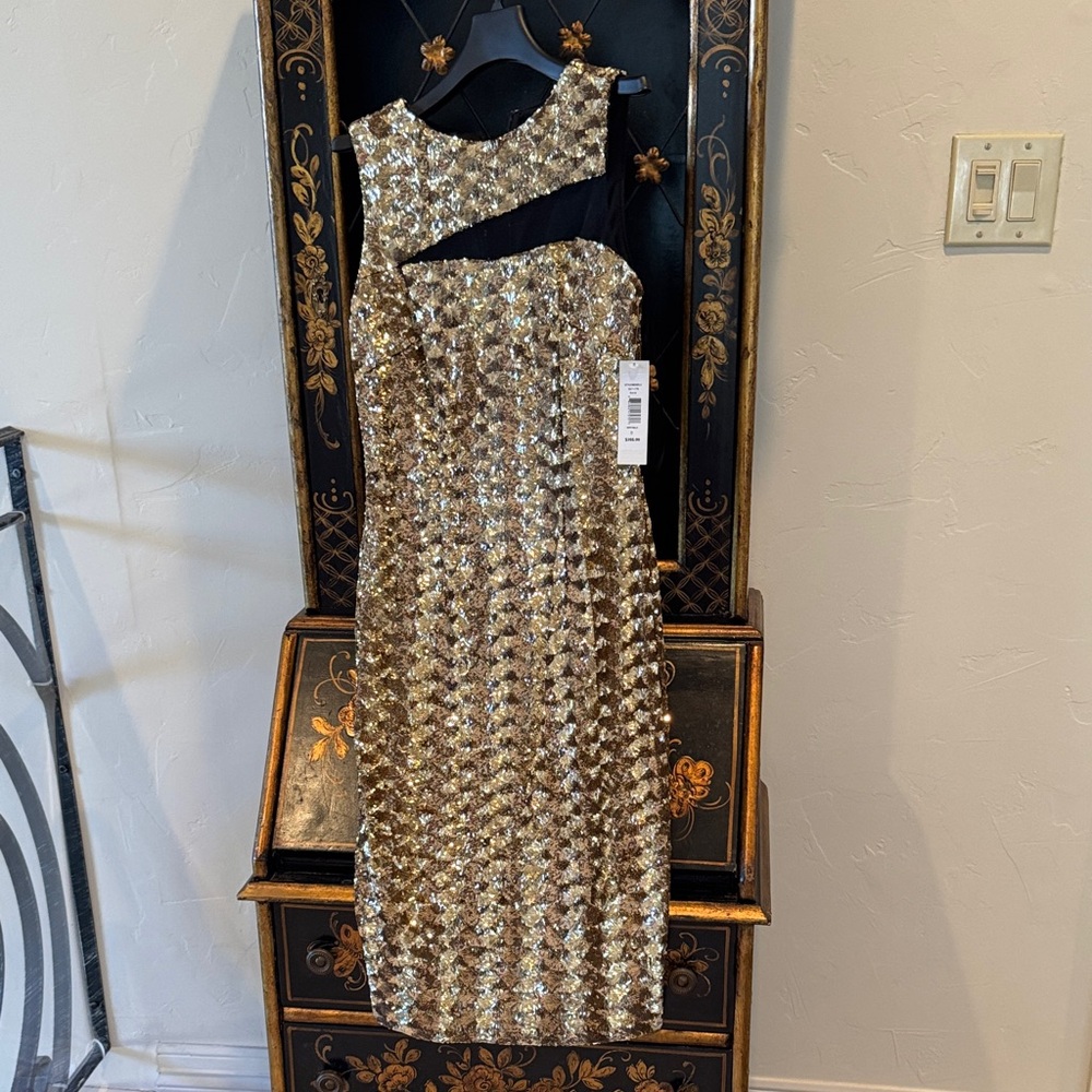 Badgley Mischka Shimmering Gold Sequin Gown